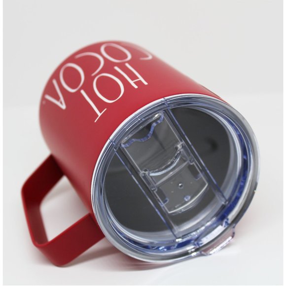 Rae Dunn "Hot Cocoa" Red insulated mug with slider lid - Picture 2 of 4
